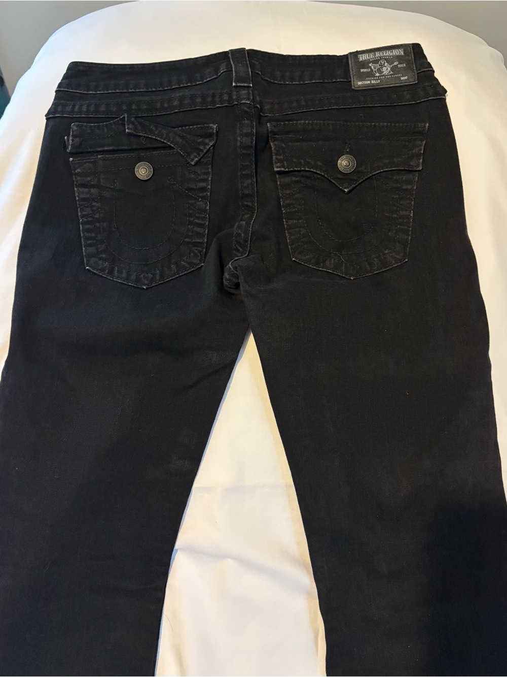 True Religion Black Back-Pocket Flap Jeans